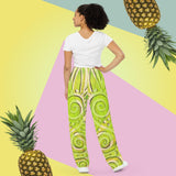 All-over print unisex wide-leg pants weed mandala